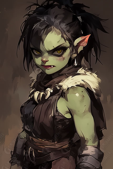 Goblin Druid Goblin Girl Character Design, Female Goblin Character Art, Deep Gnome Female, Goblin Girl Art, Dnd Ogre, Goblin Sorcerer, Goblin Armor, Goblin Character Art, Goblin Woman