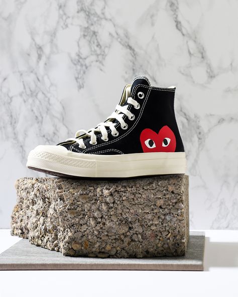 Just landed | A return of the classic footwear collaboration, @converse & @commedesgarcons Play — available online now. ❤️ Customising Shoes, Converse Collab, Body Template, Upcycling Ideas, Comme Des Garcons Play, Footwear Collection, Shoe Art, Perfect Shoes, Converse All Star