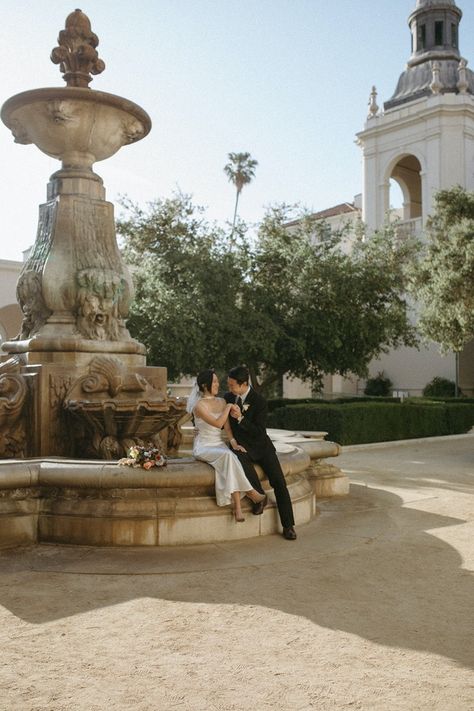 Engagement Photo List, City Hall Wedding Photos, Elopement Styled Shoot, Pasadena City Hall, Courthouse Wedding Photos, Engagement Picture Outfits, City Elopement, Wedding Newspaper, Couple Engagement Pictures