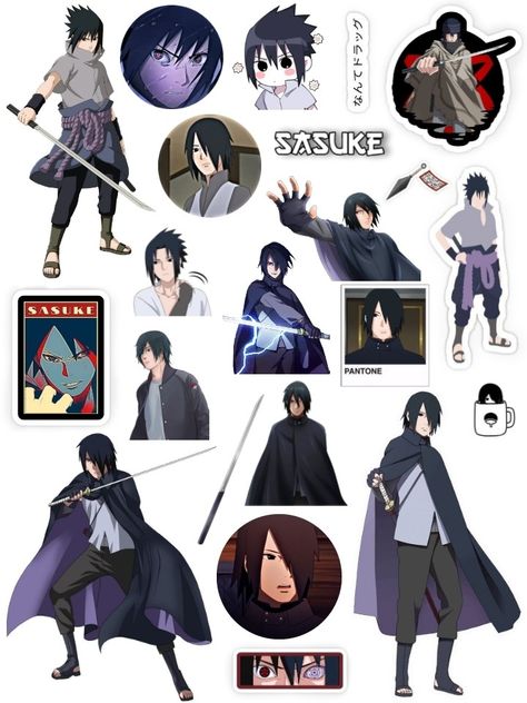 Sasuke Uchiha Stickers Printable, Naruto Stickers Printable, Anime Printables, Stickers Printable, Anime Book, Anime Stickers, Cool Anime Pictures, Sasuke Uchiha, Aesthetic Stickers