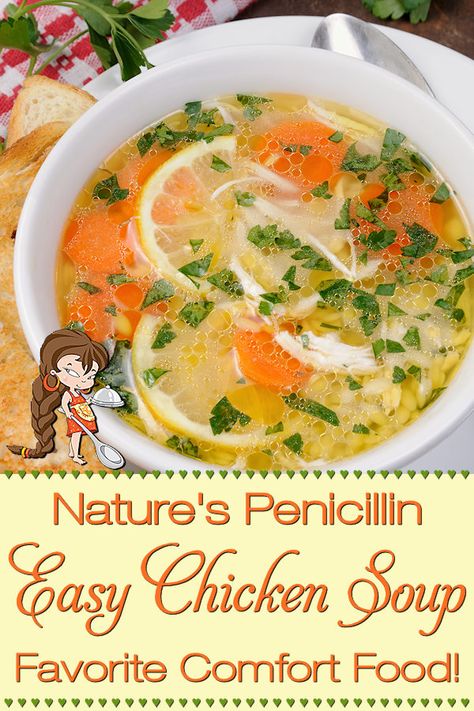 Quick Soups When Sick, Homemade Soup For Colds, Best Chicken Soup For Sickness, Light Chicken Soup Recipes, Chicken Soup Recipes For Colds, Easy Chicken Soup For Colds, Best Soups To Eat When Sick, Covi̇d Foods, Chicken Broth For Sickness