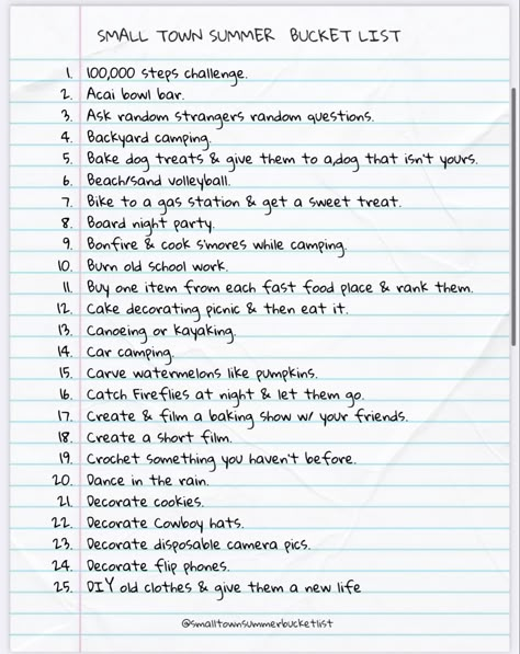 Risky Things To Do Bucket Lists, Things To Do Summer Bucket Lists, Places To Go With Friends List, Teen Bucket List, Small Town Summer, Summer Rules, Ultimate Summer Bucket List, Bucket List For Teens, Summer To Do List