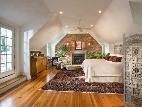 Decorating Dormer Bedrooms | ... Master Bedroom Interior Create Attic for Master Bedroom Additions Bedroom Brick Wall, Attic Master Suite, Bedroom Eclectic, Bedroom Addition, Attic Ideas, Attic Room, Attic Bedrooms, Attic Renovation, Attic Remodel