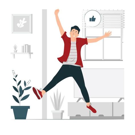 Happy Man Illustration, Man Jumping, Vector House, Smart Boy, Boy Illustration, Man Illustration, Character Cartoon, Concept Illustration, Happy Boy