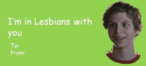 20 Perfect Lesbian Valentine's Day Cards From Tumblr Valentines To From Funny, Bad Valentines Day Cards, Scott Pilgrim Valentine Cards, Valentine Day Cards Funny, Valentine's Day Cards Ideas, Lesbian Valentines Card, Hannibal Valentine Cards, Bad Valentines Cards Funny, Cringy Valentines Cards