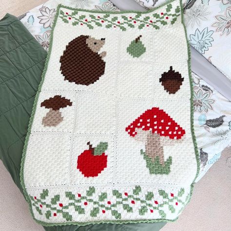 Whimsical Woodland Wonders: A C2C Crochet Journey Through the Wilderness! – Free Pattern Cottagecore Crochet Blanket, Animal Crochet Blanket, Cottagecore Crochet, Mushroom Crochet, C2c Blanket, C2c Crochet Pattern, Woodland Baby Blanket, Autumn Cottage, C2c Crochet Blanket