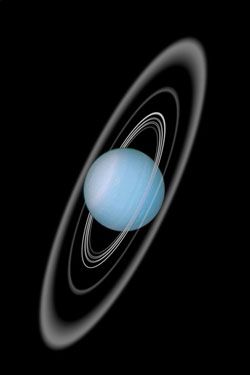 Uranus with 27 moons and 12 rings. Uranus Aesthetic, Planet With Rings, Solar System Facts, Uranus Planet, Ice Giant, Astronomy Pictures, Planets And Moons, Planets Wallpaper, Green Star