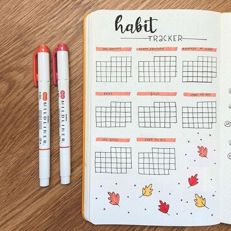 October Bujo Habit Tracker, Autumn Habit Tracker, October Bullet Journal Habit Tracker, October Habit Tracker Bullet Journal, Halloween Habit Tracker, November Habit Tracker, October Habit Tracker, Bujo October, October Journal