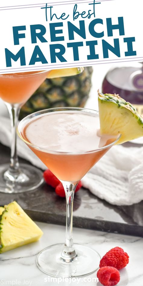 A French Martini is the perfect delicious cocktail to make at home. Made with just three ingredients, this is a great idea for your next ladies' night! French Martini Recipe, Vodka And Pineapple Juice, Cocktails To Make At Home, French Martini, Raspberry Vodka, Raspberry Liqueur, Martini Recipe, Sweet Cocktails, Martini Recipes