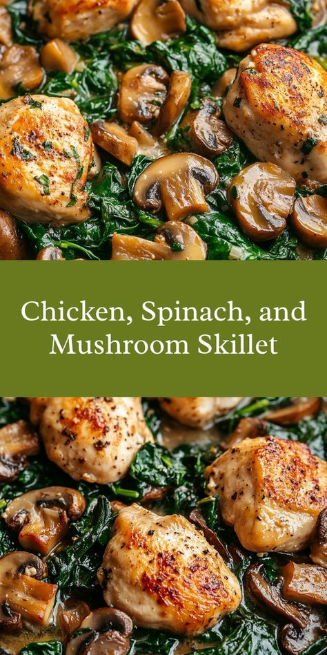 As the aroma filled the kitchen on a cozy Sunday, my partner and I shared laughter while chopping vegetables together. Each bite of the creamy chicken spinach and mushroom dish reminded us of family gatherings, warmth, and love shared over good food. Chicken And Spinach Recipes Easy, Creamy Chicken Spinach, Chicken Spinach Mushroom, Split Breast Chicken Recipes, Easy Spinach Recipes, Chicken Spinach Recipes, Mushroom Skillet, Spinach Recipes Healthy, Chicken With Spinach