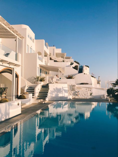 Greece, santorini, hotel, island, blue, white, summer, pool, vacation Santorini Greece Villa, Santorini Greece Pool, Mystique Hotel Santorini, Mansion In Greece, Mansions In Greece, Santorini Pool, Greece Hotels Luxury, Greece Pool, Hotel Greece