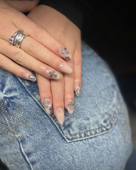 Chrome hearts nails have me in a choke hold ⛓️🩶 @nsinails @shein_gb @beetlesgelpolish #chorleynails #chromeheartsnails #chromehearts #nailsnailsnails #nailsofinstagram #nailsoftheday Chrome Hearts Nails, Hearts Nails, Heart Nails, Chrome Hearts, Nail Art, Nails, Art, Nail Arts