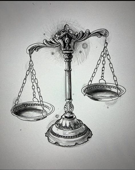 Scales Of Justice Drawing, Lawyer Art Wallpaper, Scales Of Justice Tattoo, Law Tattoo, Justice Tattoo, Mirror Tattoos, Indian Feather Tattoos, Horrible Tattoos, Balance Tattoo