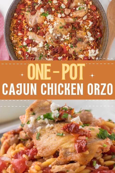 Spice up your dinner with our Easy One-Pot Cajun Chicken Orzo recipe, a flavorful and hassle-free meal that's perfect for busy nights. With a medley of bold Cajun spices and tender chicken, this dish is a delightful one-pot wonder that's quick to prepare and even quicker to enjoy. Try it today and experience the ease and taste of our Cajun Chicken Orzo – a perfect weeknight dinner solution!" Cajun Chicken Orzo, Creamy Cajun Chicken, Orzo Recipe, Orzo Recipes, Chicken Orzo, Cajun Chicken, Orzo Pasta, Cajun Seasoning, Dinner Dishes