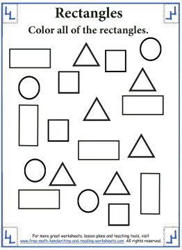 Rectangle Shape Worksheets For Preschool, Rectangle Worksheets For Preschool, Rectangle Worksheet Preschool, Rectangle Shape Activities For Preschool, Rectangle Shape Activity, Rectangle Worksheet, Basic Shapes Design, Shapes Coloring Pages, Writing Practice Preschool