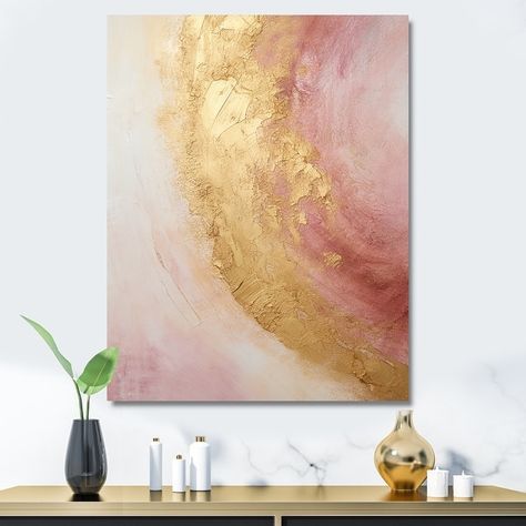 Designart "Gold Pink Desert Mirage Spiral I" Abstract Spirals Wall Art - On Sale - Bed Bath & Beyond - 39908487 Pink And Gold Abstract Art, Desert Mirage, Wall Art Bed, Gold Abstract Painting, Gold Art Painting, Pink Abstract Art, Pink Desert, Boho Painting, Pink Abstract