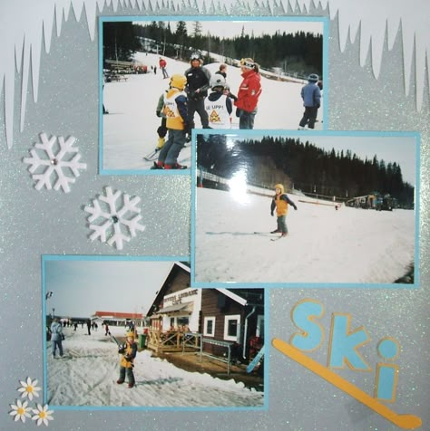 Ski - Scrapbook.com Snowboard Scrapbook Layouts, Ski Scrapbook Layouts, Skiing Scrapbook Layouts, Snow Scrapbook Pages Ideas, 1 Year Scrapbook, Senior Boards, Honeymoon Scrapbook, Photo Ski, Journaling Painting