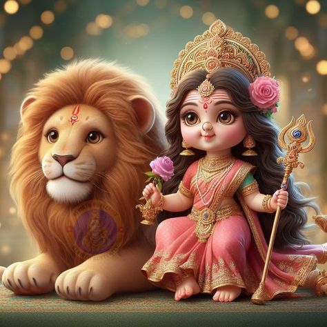 Durga Maa Animated, Cute Durga Maa Hd Wallpaper, Cute Mata Rani, Cute Maa Durga Images, Ma Durga Images For Dp, Jai Mata Di Wallpaper, Godly Images, माता रानी, Little Kanha Ji Images