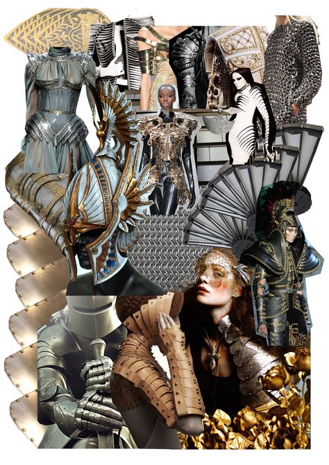 Armour Mood Board Dramatic Mood Board, Armour Inspired Fashion, Costume Design Mood Board, Trend Moodboard, Mod Board, Fashion Design Inspiration Board, Mood Board Fashion Inspiration, Egyptian Aesthetic, Fashion Sketchbook Inspiration