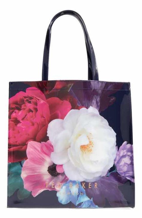 Ted Baker Handbag, Ted Baker Purse, Navy Blue Handbags, Ted Baker Bag, Floral Bags, White Tote, Floral Accessories, Floral Fashion, Ted Baker London