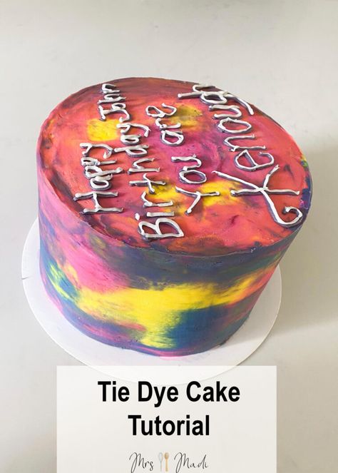 Check out this Tie Dye Cake Tutorial. There is a quick video for all the visual learners and step by step instructions below.

Click this Pin for the free video tutorial. Tie Dye Frosting, Tie Dye Cake, Chocolate Torte, Confetti Cake, Cake Decorating Frosting, Tie Dye Diy, Visual Learners, Cake Frosting, Cake Tutorial