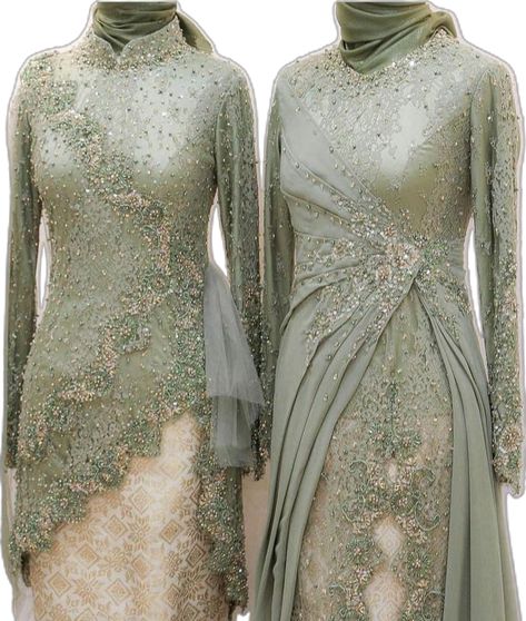 Sage Green Kebaya, Kebaya Sage, Kebaya Modern Hijab Bridesmaid, Kebaya Wisuda Hijab, Kebaya Lamaran, Model Dress Kebaya, Dress Muslim Modern, Kebaya Lace, Batik Dress Modern