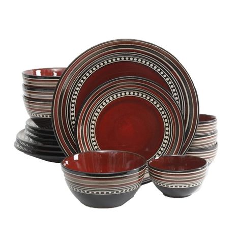 Dakota Fields Kehlani 16 Piece Dinnerware Set, Service for 4 & Reviews | Wayfair Red Dinnerware Set, Dinnerware Sets Walmart, Dinnerware Sets For 12, Red Dinnerware, Square Dinnerware Set, Casual Dinnerware, Stoneware Dinnerware Sets, Dinner At Home, Stoneware Dinnerware