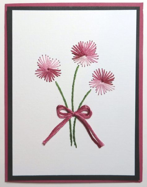 Embroidered Cards Pink and Black Stitched Cards Patterns, Embroidery Cards Pattern Free Printable, Stitching Cards Patterns Free, Childrens Christmas Cards, Cards Embroidery, Outdoors Quotes, Embroidery Cards Pattern, Embroidered Cards, Embroidered Paper