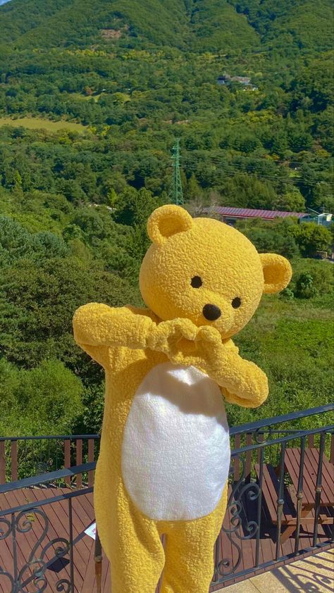 Yellow Teddy Bear Aesthetic, Txt Song Wallpaper Aesthetic, Txt Yellow Aesthetic, Txt Phone Theme, Txt Twitter, Yellow Teddy Bear, Teddy Bear Costume, Bighit Entertainment, Profile Wallpaper