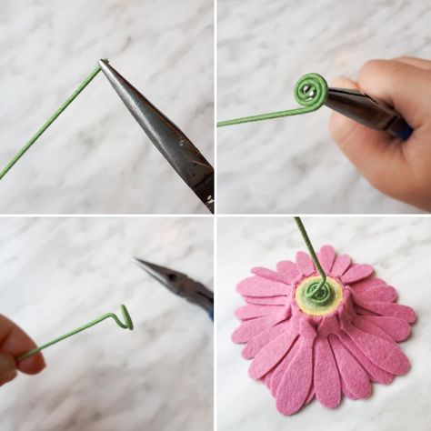 How To Make Flower Stems, Felt Flower Diy, Paper Flower Printable Templates, Felt Flower Template, Felt Flowers Patterns, Felt Flower Tutorial, Felt Flower Bouquet, Felt Flower Wreaths, Felt Flowers Diy