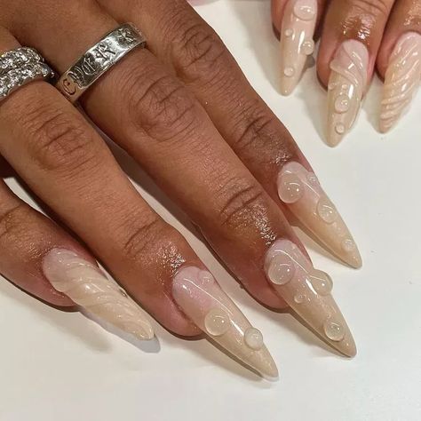 Beige Nail Designs, Drop Nails, Neutral Manicure, Beige Nail, Beige Nails Design, Euphoria Nails, Water Nails, Beige Nails, Cream Nails