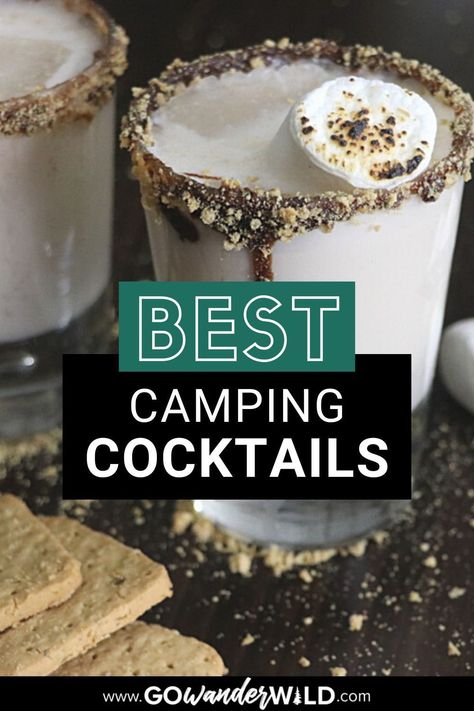 Camping Themed Drinks, Camp Theme Cocktail, Camp Drinks Alcohol, Easy Camping Cocktails, Camp Themed Drinks, Camping Cocktails Make Ahead, Camping Beverages, Camping Drinks Alcohol, Bee Bachelorette