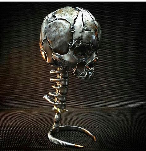 Metal skull Metal Sculpture Artists, Welded Art, Metal Welding Art, Welding Art Projects, Metal Skull, Arte Robot, Metal Welding, Sculpture Metal, Steel Sculpture