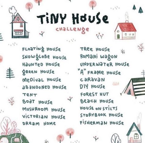 Art Journal Challenge, Storybook House, Come One Come All, 30 Day Drawing Challenge, Art Journal Prompts, Drawing Ideas List, Creative Drawing Prompts, Drawing Prompt, What To Draw