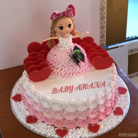 Hasini123 Birthday Cakes With Name, Happy Birthday Princess Cake, Birthday Cake With Name Edit, Barbie Themed Cake, Baby Cake Design, Latest Birthday Cake, Doll Cake Designs, Barbie Doll Birthday Cake, Happy Birthday Cake With Name