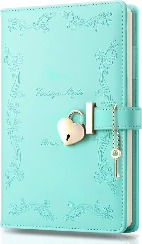 Girls Diary with Lock and Key, Cute Heart Shaped Lock Journal for Women, Refillable A5 Vintage Secret PU Leather Notebook Gift for Teen Girls - Green : Amazon.ca: Office Products Diary With Lock And Key, Diary For Girls, Diary With Lock, Cute Diary, Secret Organizations, Cute Little Houses, Pretty Journals, Diary Gift, Notebook Gift