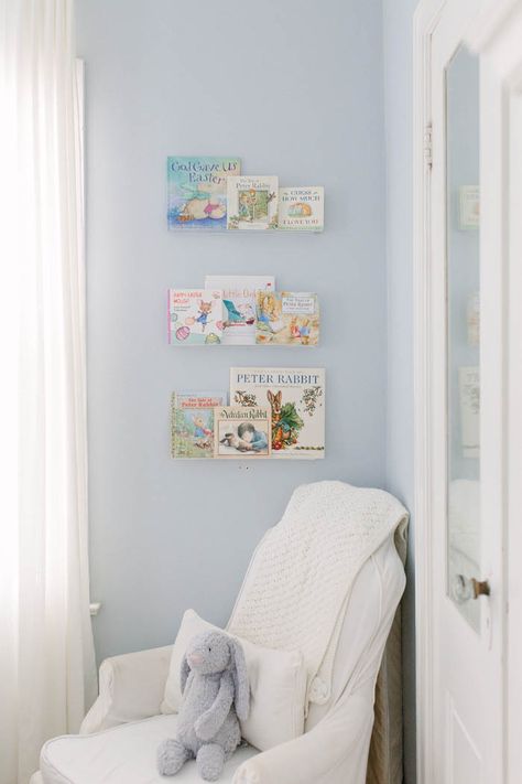 Blue Lace Paint, Benjamin Moore Blue Lace, Blue Girls Room, Jenny Lind Twin Bed, Blue Girls Rooms, Southern Mama, Baby Blue Nursery, Shared Nursery, Crib Pillows