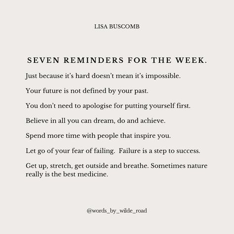 7 reminders for the week ahead. As we say goodbye to April and hello to May 🤍 Week Ahead Quotes, Lisa Buscomb, Calming Quotes, Steps To Success, Calm Quotes, July 15, All You Can, New Week, Say Goodbye