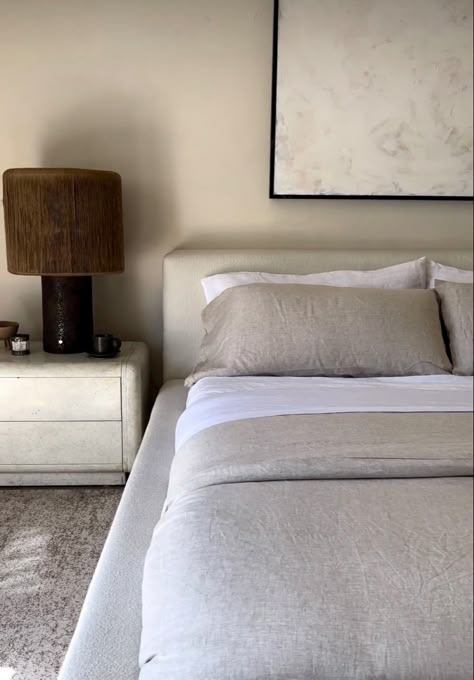 Neutral Lamps, Bedside Decor, Cloud Couch, Lamps Bedside, Neutral Bedroom Decor, Dream House Interior, Apartment Inspiration, Restoration Hardware, Bedroom Inspo