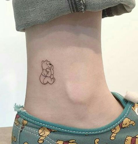 Little black and white Winnie the Pooh tattoo Winnie The Pooh Tattoo, Pooh Tattoo, Winnie The Pooh Tattoos, Playground Tattoo, Pola Tato, Septum Piercings, Tato Lengan, Парные Тату, Disney Tattoo