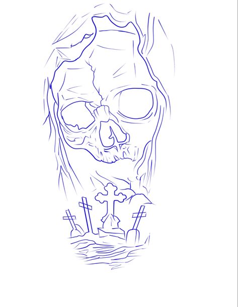 Large Tattoo Stencil, Grim Reaper Tattoo Stencil Outline, Skull Line Art Tattoo, Ghost Skull Drawing, Skull Stencil Tattoo, Skull Tattoo Design Sketches Drawings, Tomb Stone Tattoo, Skull Tattoo Outline, Skull Tattoo Design Outline