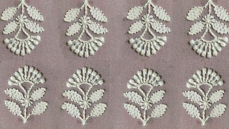 Hand embroidery tutorial for beginners, Lucknowi Chikankari Stitches, ulti bakhiya, phanda Stitch, keel kangan Stitch Small Motifs Embroidery, Schiffli Borders, Embroidery Tricks, Butti Design, Lucknowi Embroidery, State Embroidery, Chicken Embroidery, Yoke Embroidery, Kurta Embroidery