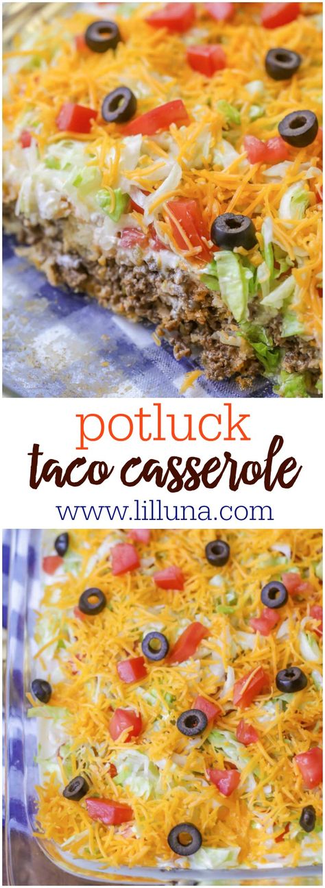 Easy Taco Bake, Taco Casserole Bake, Cheese And Olives, Baked Tacos Recipe, Resep Pasta, Taco Bake, Taco Casserole, Baked Casserole, Easy Taco