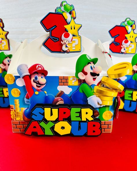 Super Mario Birthday Party, Mario Birthday Party, Super Mario Birthday, Mario Birthday, Super Mario World, Mario Party, Treat Boxes, Website Link, Favor Boxes