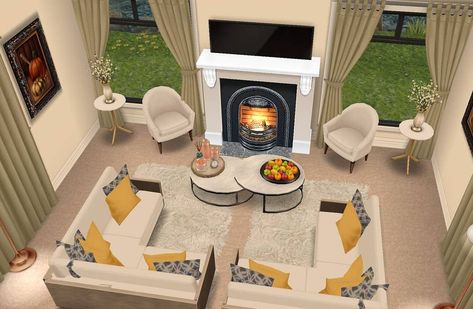 Play Together Game House Design, Sims Freeplay Room Ideas, Sims Freeplay Living Room Ideas, The Sims Freeplay Houses Ideas Design, Sims Freeplay House Ideas, Sims 4 Living Room, Casas The Sims Freeplay, Living Room Sims 4, House Flipper