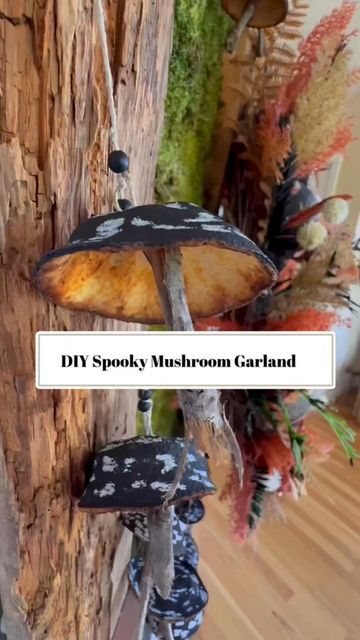 Copper Mushroom Diy, Diy Fall Mushroom Decor, Faux Mushrooms Diy, Diy Mushroom Garland, Diy Mushroom Ornaments, Mushroom Ornaments Diy, Mushroom Lights Diy, Elk Aesthetic, Mushroom Crafts Diy