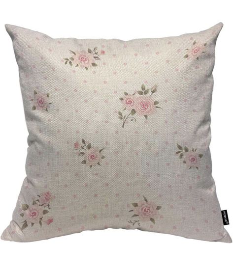 Cushion Covers Shabby Chic Style Pattern with Pink Roses Cotton Linen for Couch Bed Sofa Car Waist 16 x 16 inch Dining Room Outdoor, Couch Bench, Wash Pillows, Wedding Dining, Dot Background, Rose Pillow, Car Party, Polka Dot Background, Outdoor Cushion Covers