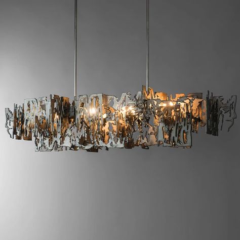 Postmodern Minimalist metal fragment Art Chandelier model room Rectangle Kitchen Island Hanging light Dining room Decor lighting _ - AliExpress Mobile Fragment Art, Kitchen Island Hanging Lights, Loft Metal, Vintage Bulbs, Unique Chandeliers, Rectangle Chandelier, Metal Chandelier, Suspension Light, Loft Style