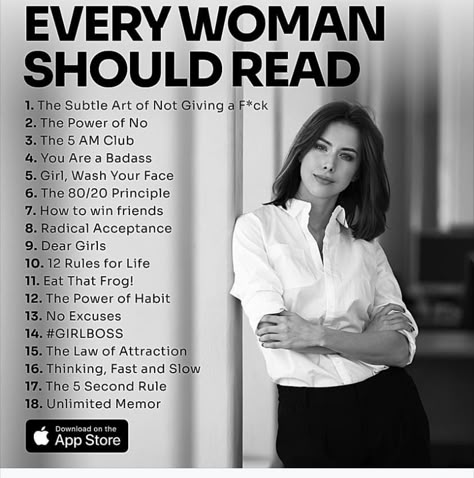 Read 100 Books, Every Woman Should Read, Best Self Help Books, Books For Women, 100 Books, 100 Books To Read, Self Development Books, Vie Motivation, Books For Self Improvement