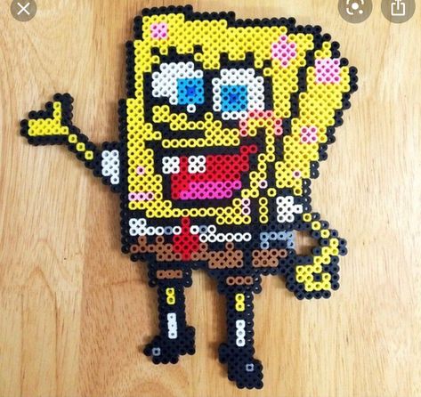 Spongebob Perler, Plastic Bead Crafts, Beads Perler, Rave Kandi, Perler Creations, 3d Perler Bead, Fuse Bead Patterns, Bead Crafts Diy, Hama Beads Design